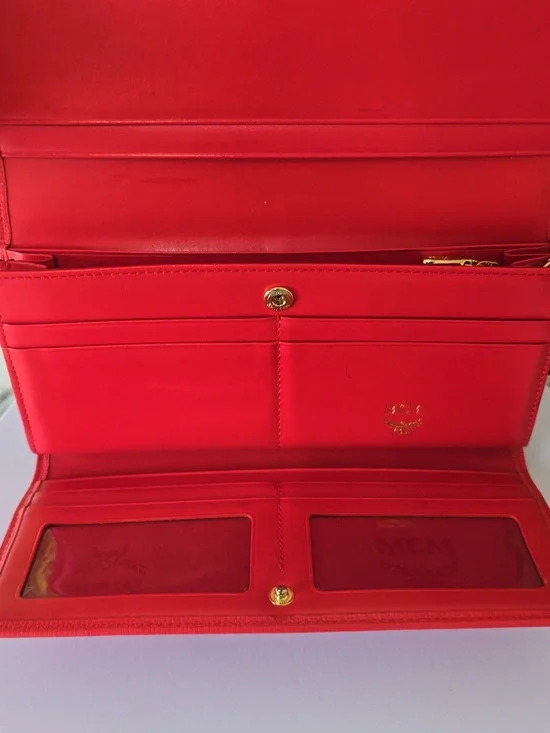 MCM Red Leather Trifold Wallet w/ Gold Studs & Charms | Authentic | EUC - Picture 14 of 15